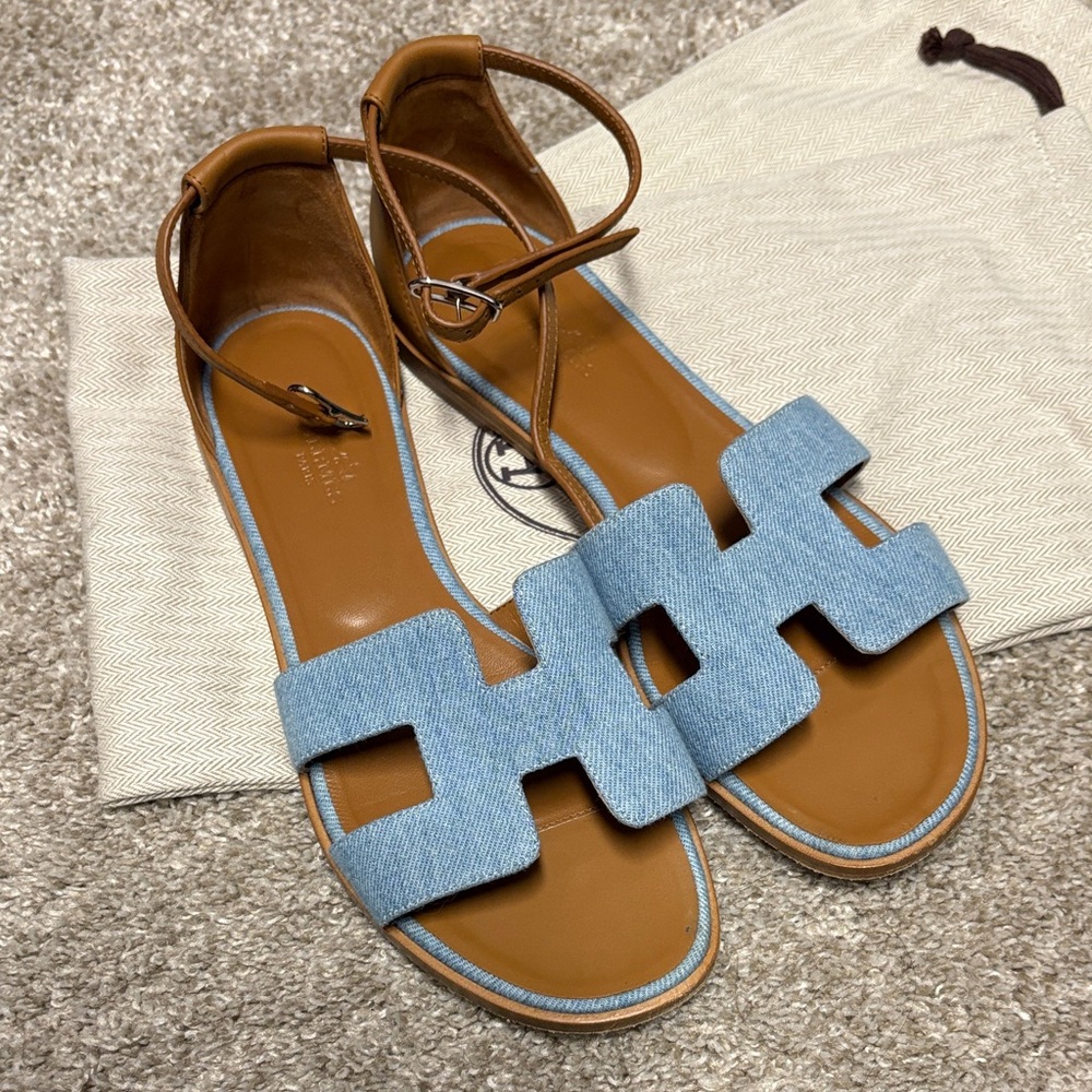 Hermes Denim Santorini Sandals - Picture 5 of 9